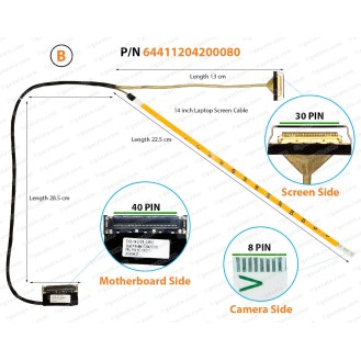 (B) ( 14 inch Laptop Screen Cable ) 5C10R07519, DC020023C10, 64411204500040, 64411204500360, 64411204200080, 64411204500280