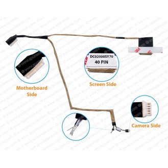 Display Cable For Acer One DKAV80, KAV70, KAV60, LT20, D260, Gateway Netbook LT20, LT2001U, LT2016U, 50.WDR02.001, 50.WDR02.007, DC02000SY70, DC02000SY50 LCD LED LVDS Flex Video Screen Cable