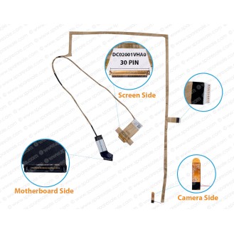 Display Cable For Lenovo ThinkPad Edge E540, AILE2, 04X4329, 00JT219, HD720P, DC02001VHA0 ( 30 Pin ) Thin Screen LCD LED LVDS Flex Video Screen Cable 