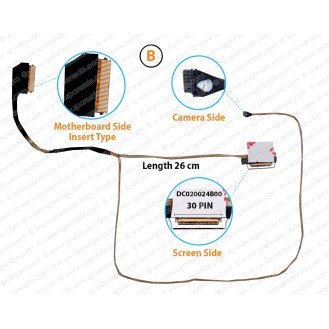 (B) ( Screen Side 30 Pin, Motherboard Side Insert ) ( Non-Touch ) ( Length 26 cm ) DC020024B00, 03CMJM