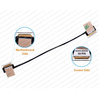 Display Cable For Lenovo ThinkPad A475, T470, 20HD, 20HE, 20JM, 20JN, 00UR483, CT470, 00UR481, 00UR482, SC10G75185, SC10G75186, SC10G75187, DC02C009J00, DC02C009J10, DC02C009J20  LCD LED LVDS Flex Video Screen Cable ( 30 Pin )