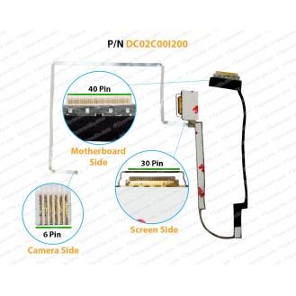 Display Cable For HP Pavilion Gaming 15-CX0058WM, 15-CX SERIES, L20361-001, DC02C00I200, SKSZ LCD LED LVDS Flex Video Screen Cable ( 30 Pin Screen Side )