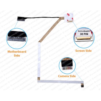 Display Cable For DELL Latitude E5550, ZAM80, P37F, 0G0G8c, DC02C00A600 LCD LED LVDS Flex Video Screen Cable ( 30 Pin Screen Side ) ( Non-Touch )