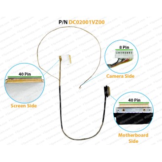 Display Cable For Dell Inspiron 15-5545, 15-5547, 15-5548, KC6CV, 0KC6CV, DC02001VZ00 LCD LED LVDS Flex Video Screen Cable ( 40 Pin Screen Side )