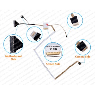 Display Cable For Dell Latitude E7250, 7250, P22S, ZBZ00, DC02C007P00, 03H0NG LCD LED LVDS Flex Video Screen Cable ( 30 Pin Touch Screen Cable )