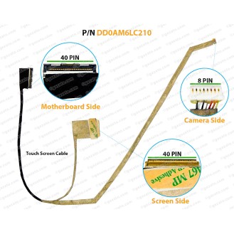 Display Cable For Dell Inspiron 15 7547, 7548, 15-7547, 15-7548, DD0AM6LC210, 06307G LCD LED LVDS Flex Video Screen Cable ( 40-PIN Touch Screen )