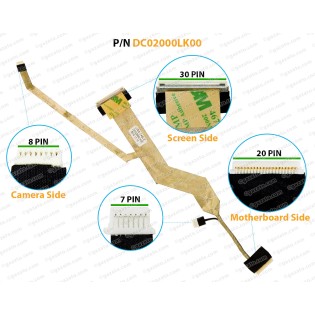 Display Cable For Dell Vostro 1310, 1320, Studio V1310, DC02000LK00, 0H525C, H525C,  JAL80 LCD LED LVDS Flex Video Screen Cable