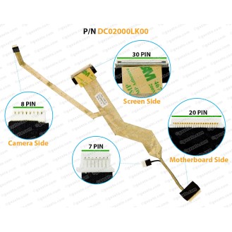 Display Cable For Dell Vostro 1310, 1320, Studio V1310, DC02000LK00, 0H525C, H525C,  JAL80 LCD LED LVDS Flex Video Screen Cable