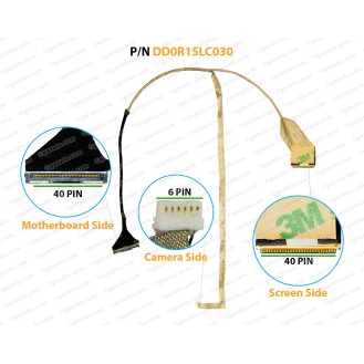 Display Cable For HP Pavilion G6, G6-1000, G6-1100, G6-1200, DD0R15LC030, DD0R15LC050, DD0R15LC000, DD0R15LC040, 641136-001, LCD LED LVDS Flex Video Screen Cable