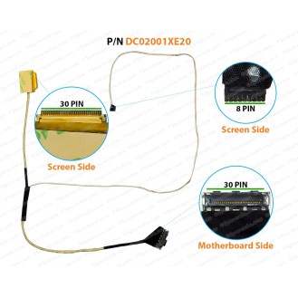 Display Cable For Lenovo IdeaPad 300-15ISK, 300-15IBR, BMWQ2, DC02001XE00, DC02001XE10, DC02001XE20, DC02001XE30 LCD LED LVDS Flex Video Screen Cable ( 30 Pin Screen Side )