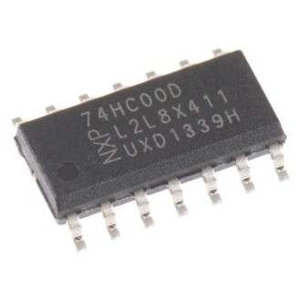 74HC00D Nexperia 74HC00D,652, Quad 2-Input NAND Logic Gate, 14-Pin SOIC IC